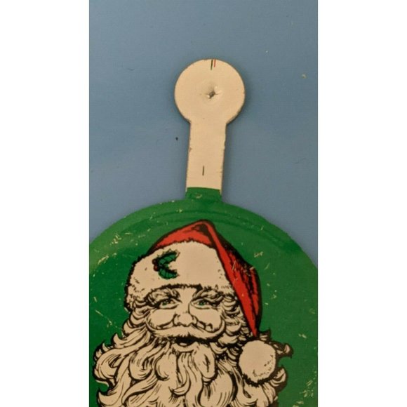 Vintage Santa Claus Tin Litho Pinback Button Metal Tab Xmas Christmas Ornament - Picture 6 of 7